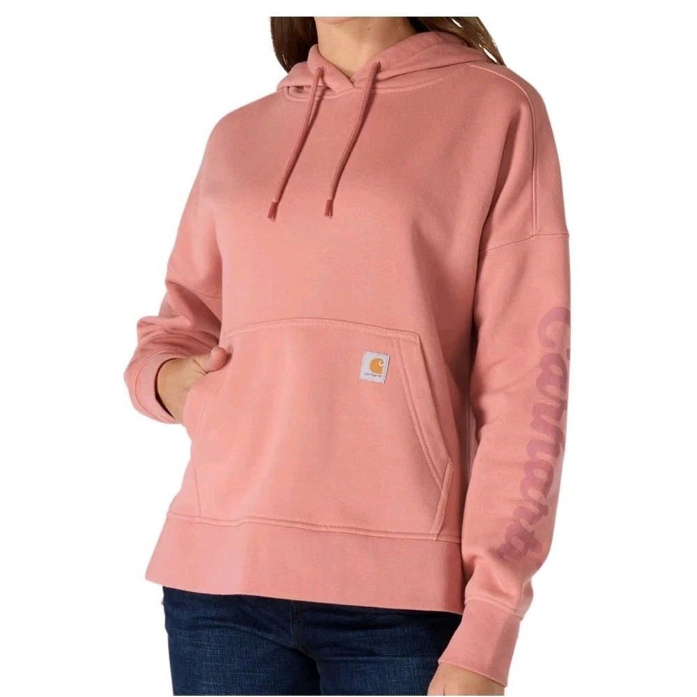 Carhartt Women's M Oversized Fit Hoodie Dusty Rose Pink Graphic Pullover